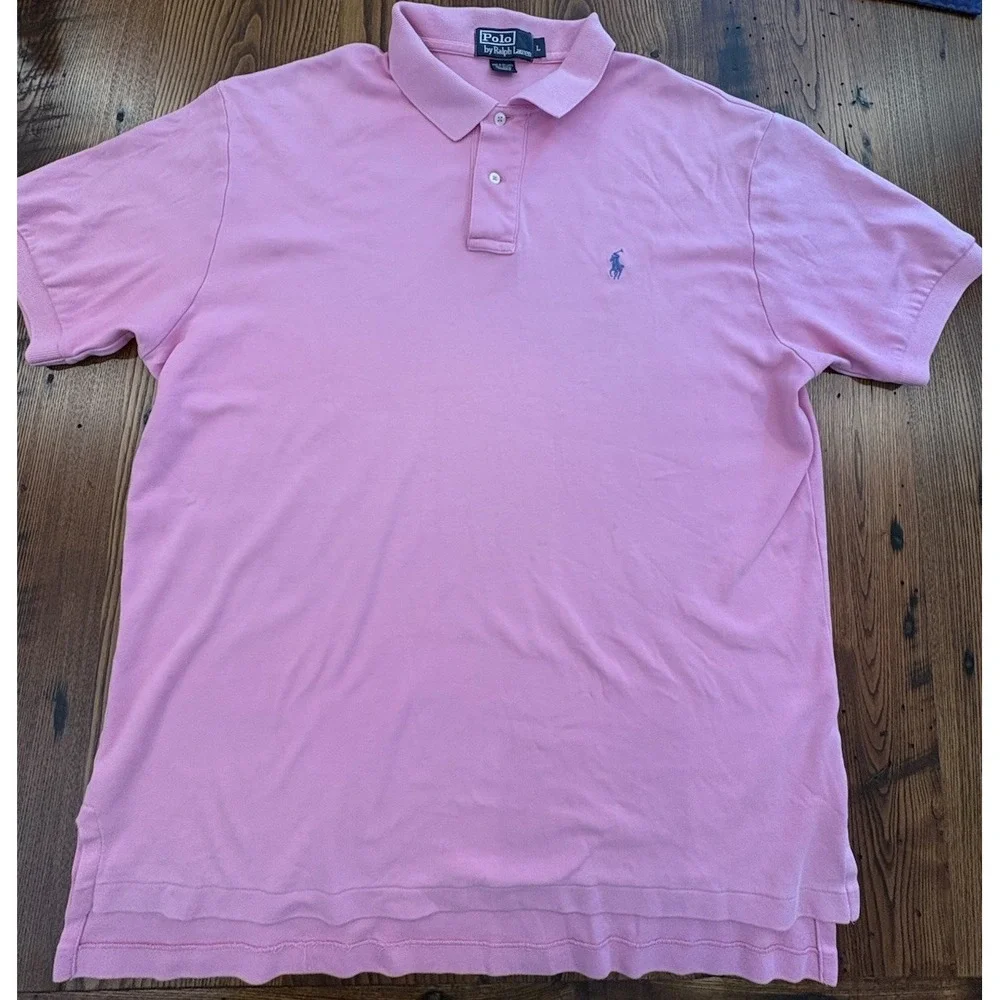 Polo Ralph Lauren Polo Shirt Mens L Pink 100% Cotton Classic Fit Collared